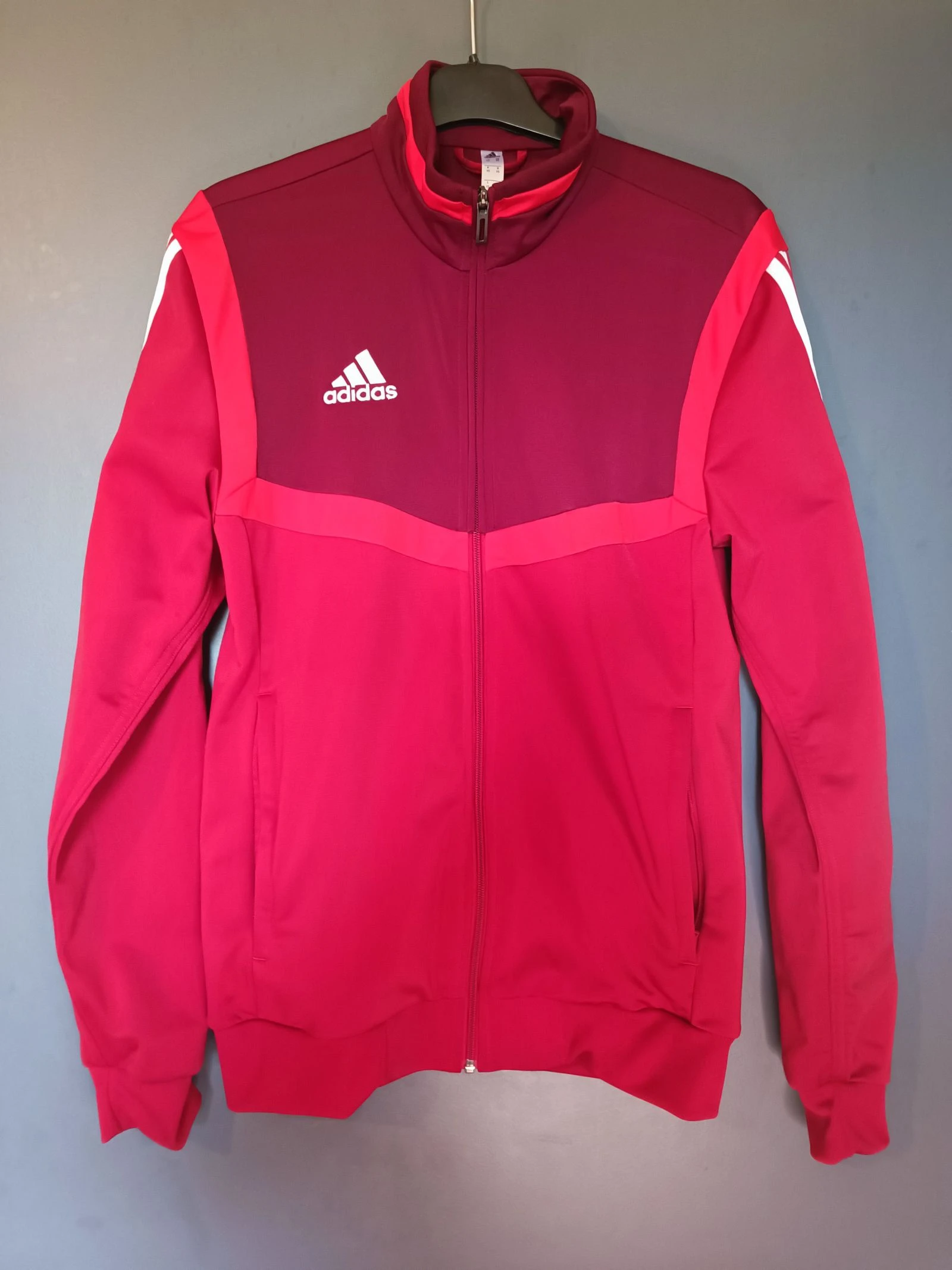 Veste zippée survêtement Adidas mixte taille XS très bon état coloris rouge et blanc 